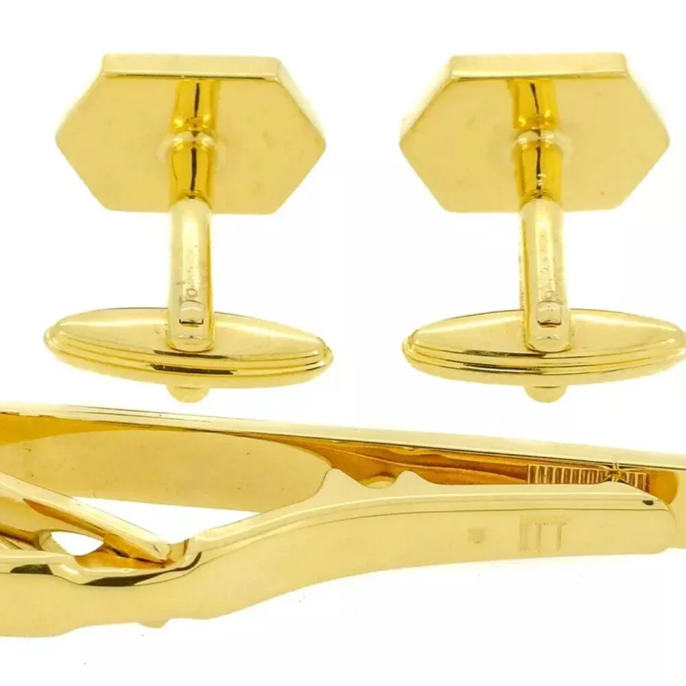 dunhill cuff 2 items set Gold Hardware Authentic used T9987